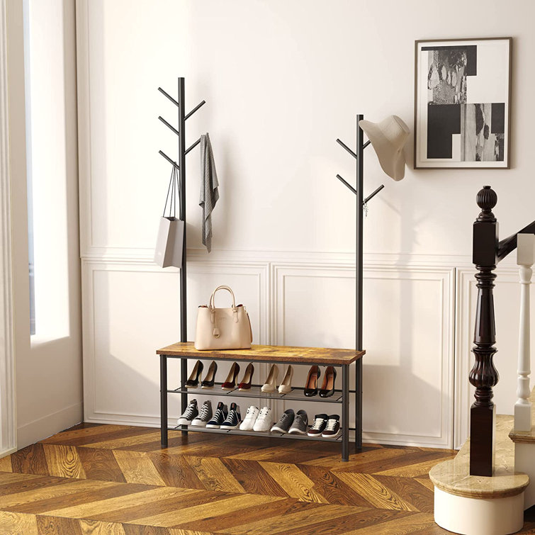 Williston Abdulrhaman Steel Hall Tree with Bench and Shoe Storage Wayfair.co.uk